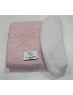 MANTA LANA HOJAS ROSA DULCE...