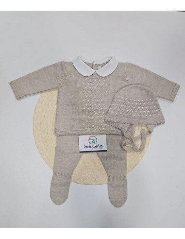 CONJ.3P LANA CAMEL BODOQUES CENTRO BEIG