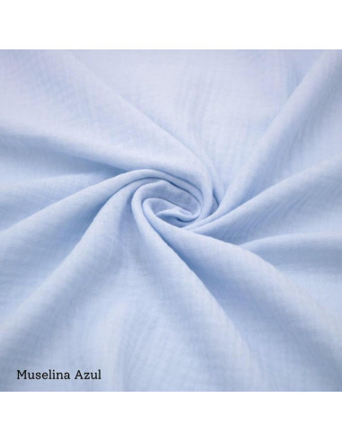 ARRULLO MUSELINA CON VOLANTE CELESTE