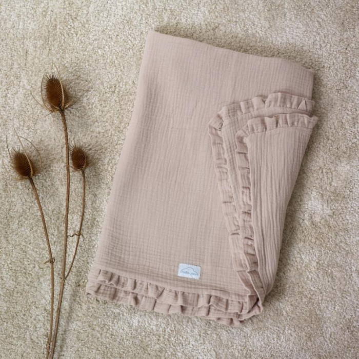 ARRULLO MUSELINA CON VOLANTE CAMEL