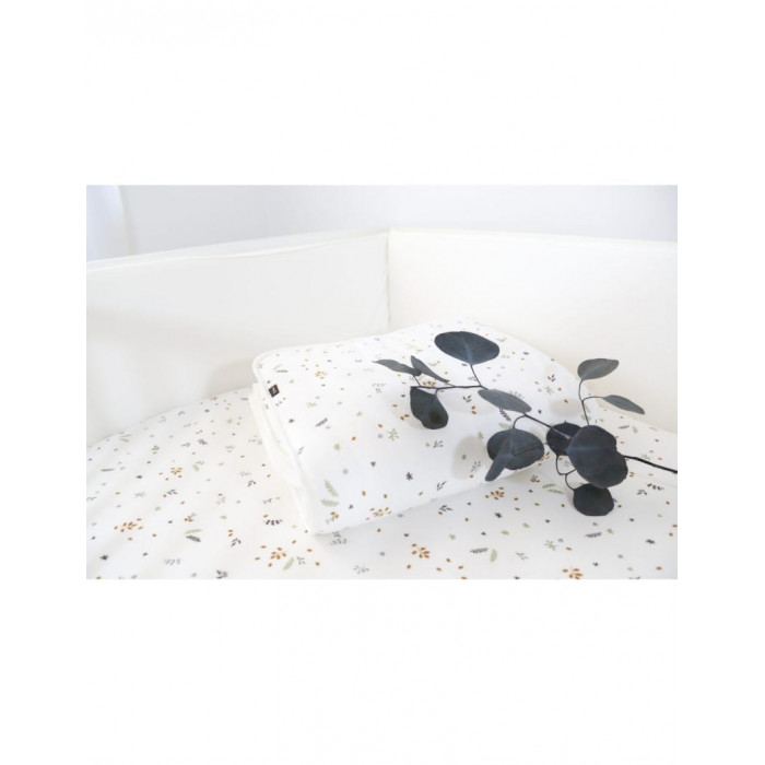 MANTA ALGODON ORGANICO HOJAS BEIG