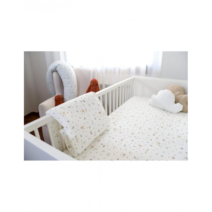 MANTA ALGODON ORGANICO HOJAS BEIG