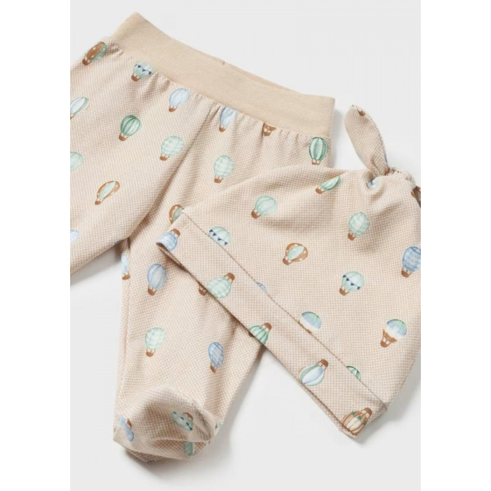 CONJUNTO ALGODON CON GORRO GLOBOS BEIG