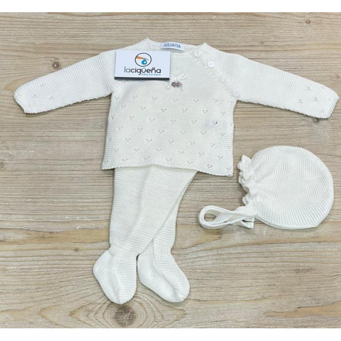 CONJUNTO 3 PIEZAS HILO CALADO LATERAL...