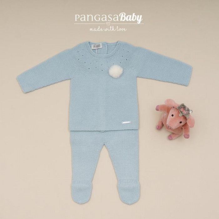 CONJUNTO 3 PIEZAS LANA MOCETA POMPOM...