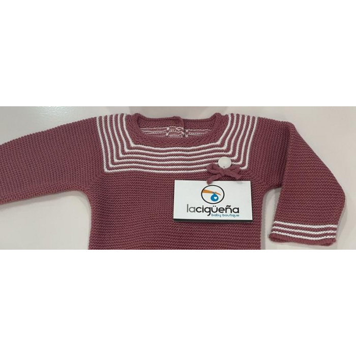CONJUNTO LANA CEREZA RAYAS CUELLO...