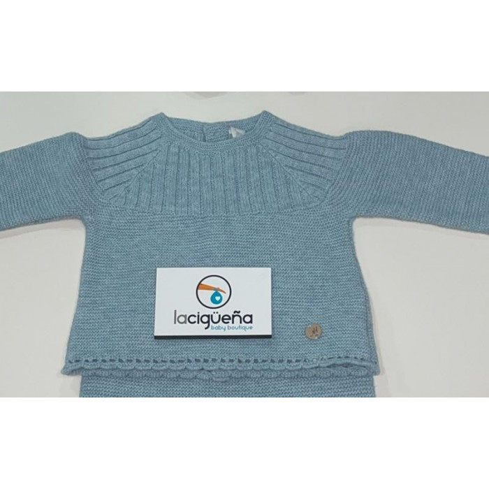 CONJUNTO LANA SABBIA LISTAS CELESTE...