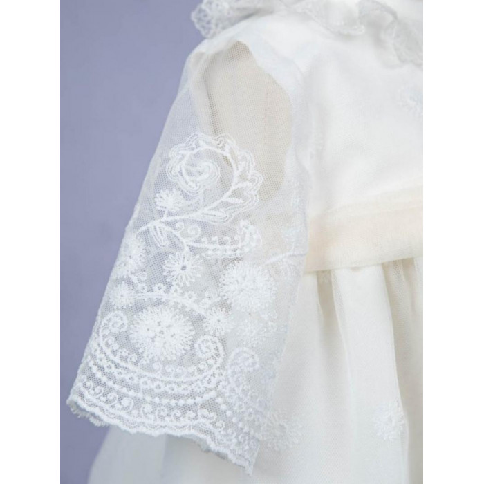 VESTIDO CON GORRO BEIG TUL BORDADO BEIG