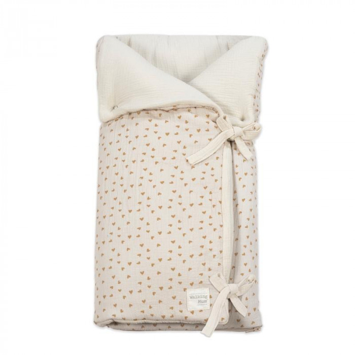 SACO ARRULLO POPPY CORAZONES MOSTAZA...