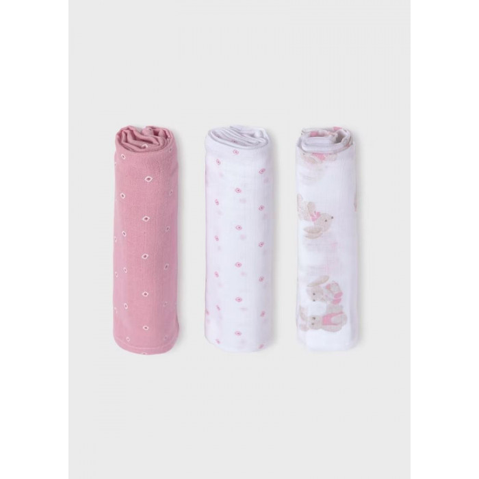 PACK 3 GASAS CONEJOS ROMBO ROSA MAYORAL