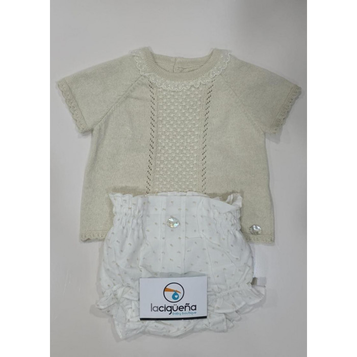 JERSEY HILO MANGA CORTA CAMEL CON...