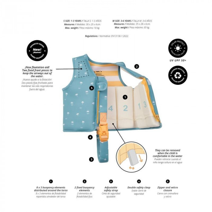 CHALECO FLOTADOR SEA LA VIE AZUL 3-6...