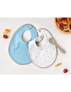 PACK 2 BABEROS ALGODON AZUL...