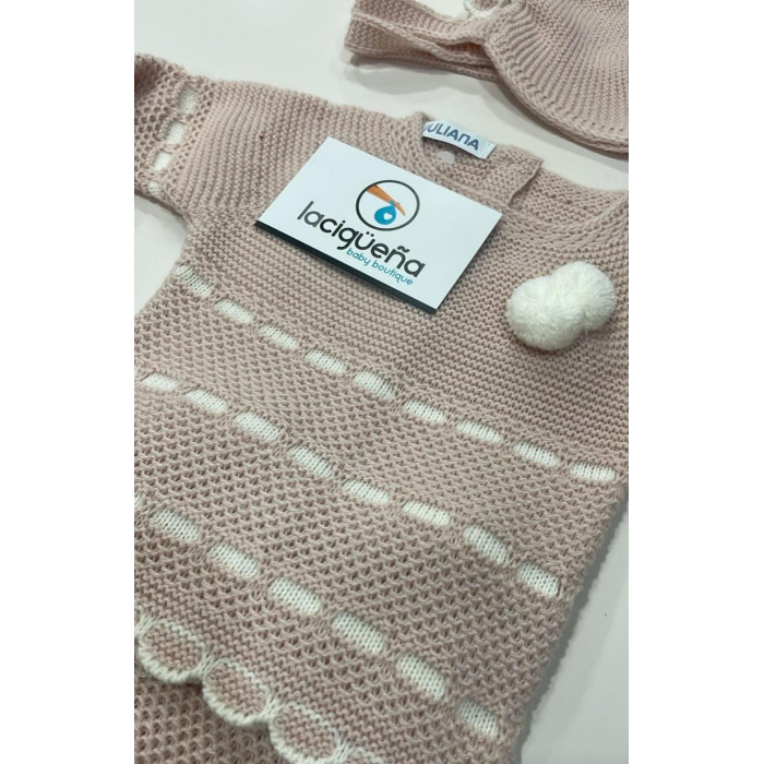 CONJUNTO LANA CON GORRITO ROSA...