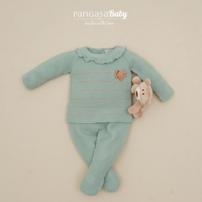 CONJUNTO LANA CON GORRO VERDE CAMEL...