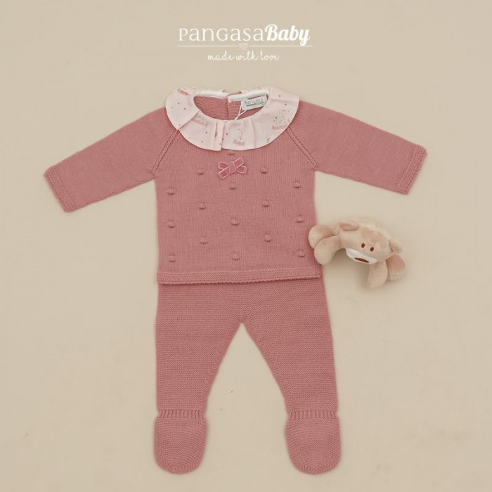 CONJUNTO LANA CON GORRO PATO ROSA...