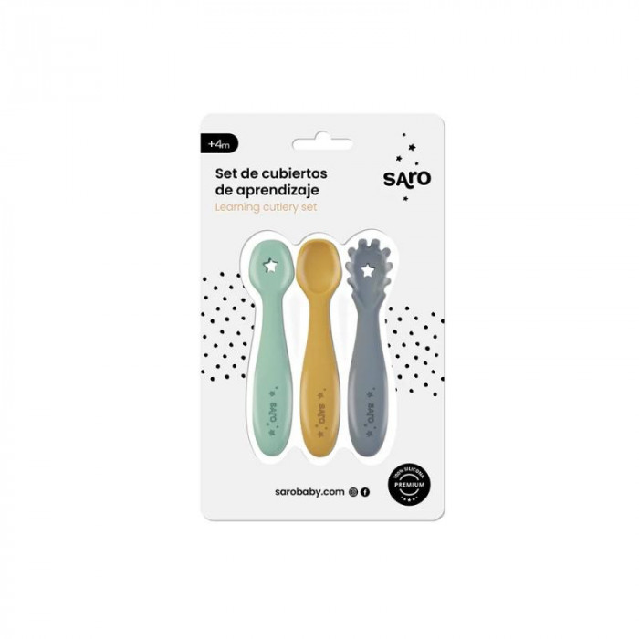 SET CUBIERTOS SILICONA BLW AZUL SARO