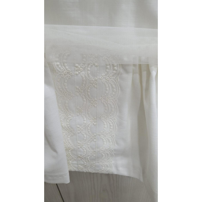 VESTIDO M/L+BRAGA+GORRO LINO ENCAJE BEIG