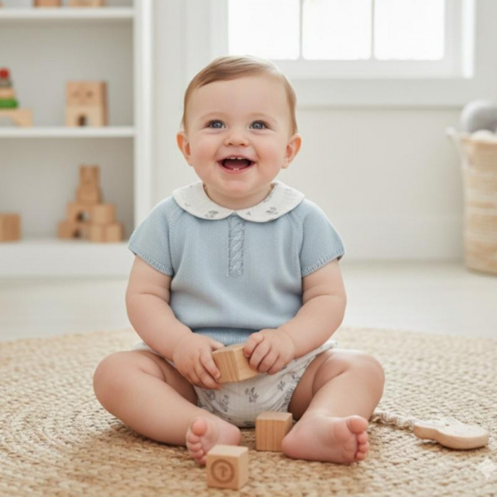 JERSEY HILO MANGA CORTA AZUL CON...