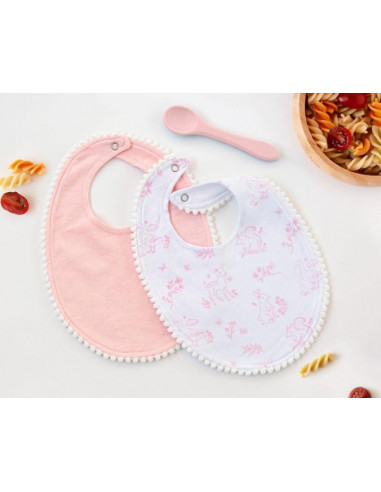 PACK 2 BABEROS ALGODON ESTAMPADO ROSA...