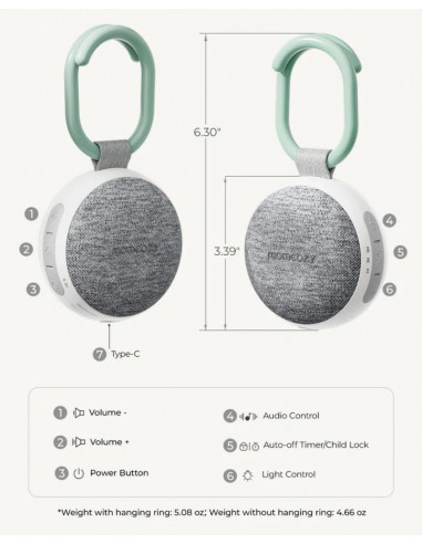 MAQUINA SONIDO BLANCO COLOR GREY MOMCOZY