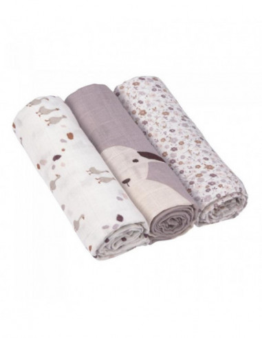PACK 3 GASAS BAMBOO TINY FLOWERS LILA