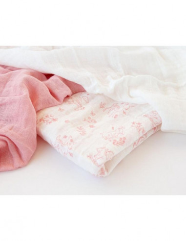PACK 3 GASAS BAMBU ESTAMPADO ROSA KIO...