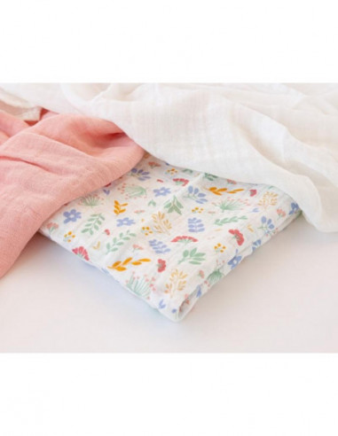 PACK 3 GASAS BAMBU FLORES ROSA KIO KIDS