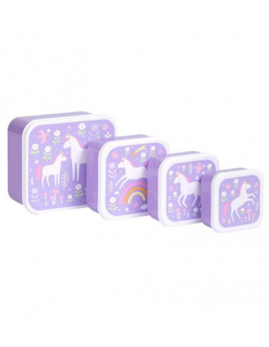SET 4 CAJAS SNACK UNICORNIOS LILA...